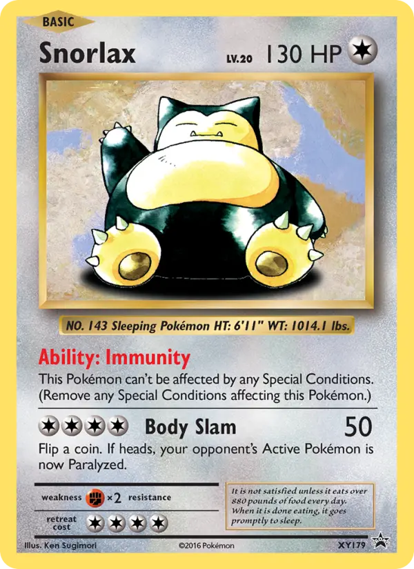 Snorlax Common Pokemon card #XY179 from XY Black Star Promos