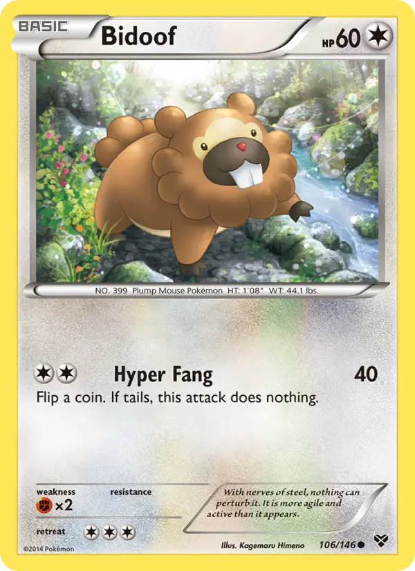 Bidoof Common Pokemon card #106 from XY