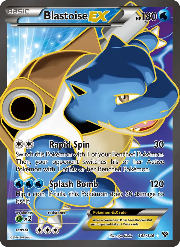 Blastoise EX Ultra Rare Pokemon card #142 from XY