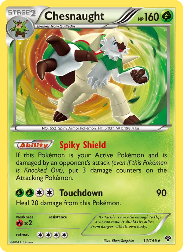 Chesnaught Rare Pokemon card #14 from XY