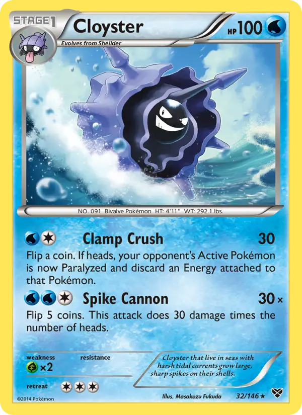 Cloyster Rare Pokemon card #32 from XY