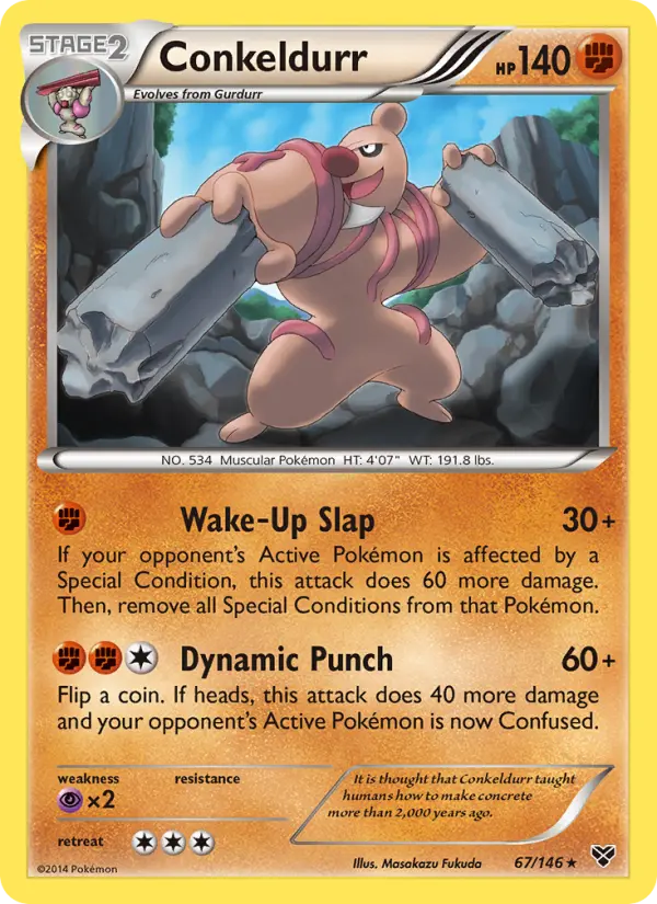 Conkeldurr Rare Pokemon card #67 from XY