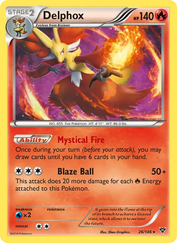 Delphox Rare Pokemon card #26 from XY