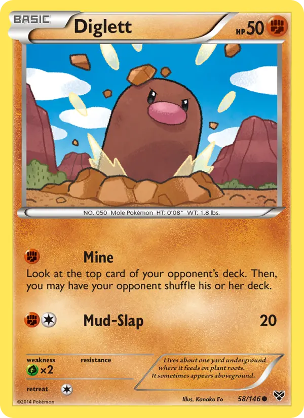 Diglett Common Pokemon card #58 from XY
