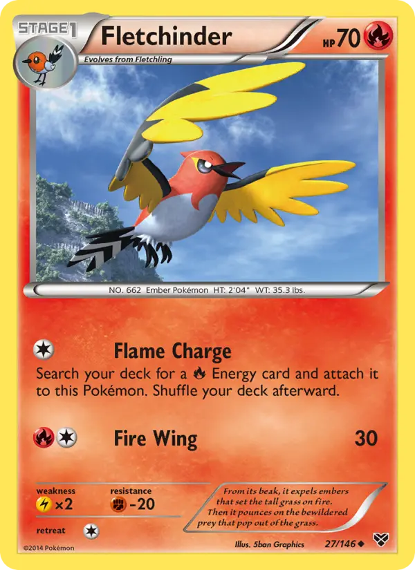 Fletchinder Uncommon Pokemon card #27 from XY
