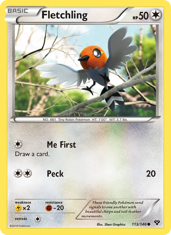 Fletchling Common Pokemon card #113 from XY