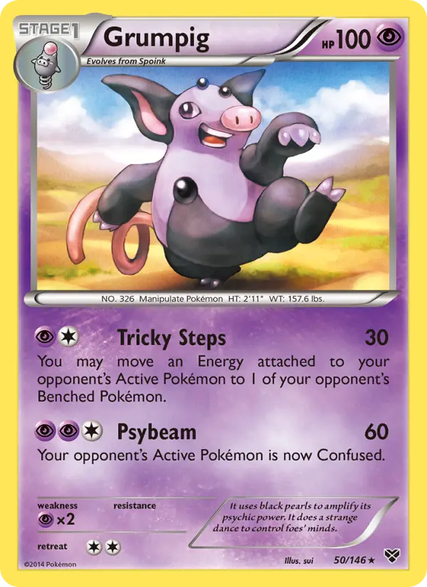Grumpig Rare Pokemon card #50 from XY
