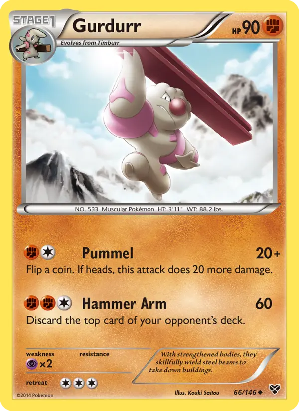 Gurdurr Uncommon Pokemon card #66 from XY