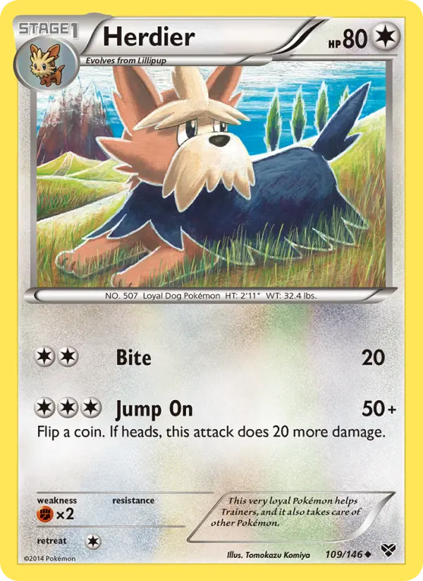Herdier Uncommon Pokemon card #109 from XY