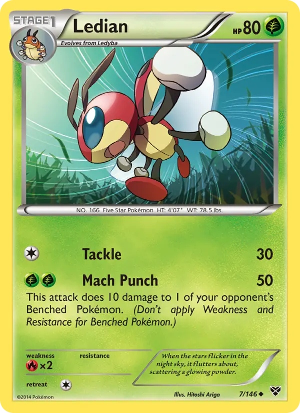 Ledian Uncommon Pokemon card #7 from XY