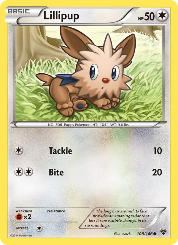 Lillipup Common Pokemon card #108 from XY