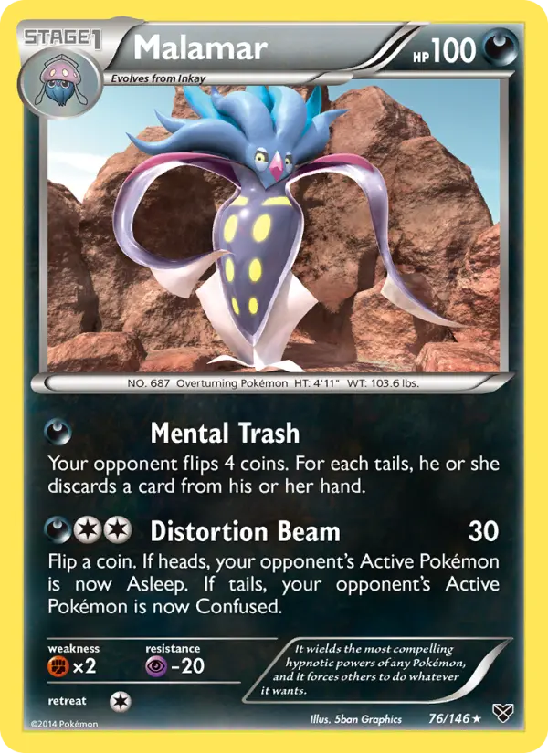 Malamar Rare Pokemon card #76 from XY