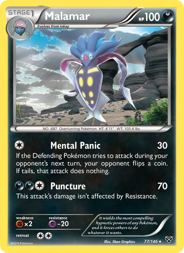 Malamar Rare Pokemon card #77 from XY