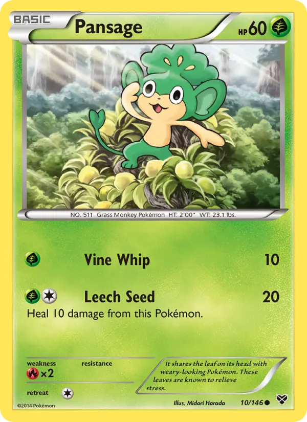 Pansage Common Pokemon card #10 from XY