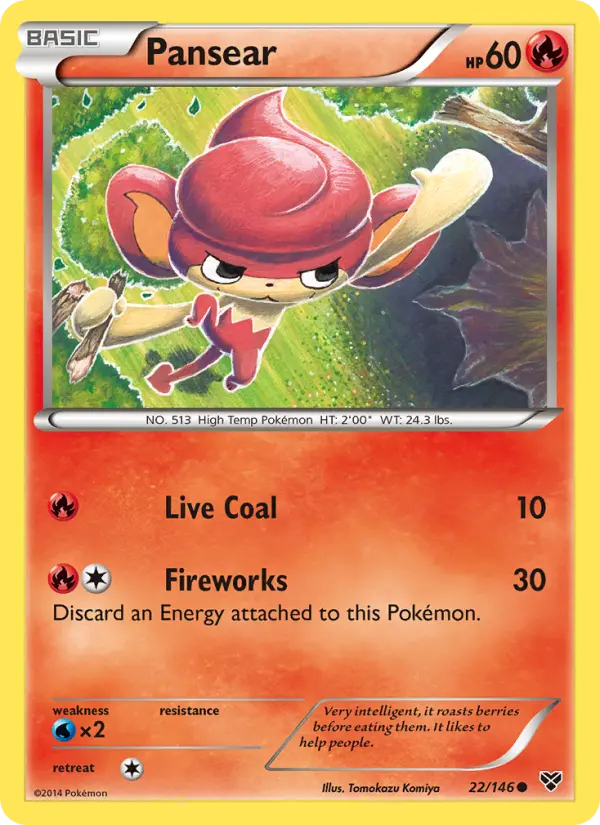 Pansear Common Pokemon card #22 from XY
