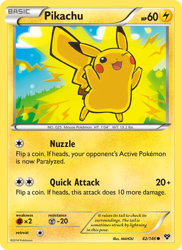 Pikachu Common Pokemon card #42 from XY