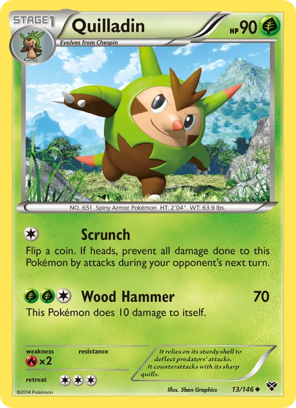 Quilladin Uncommon Pokemon card #13 from XY