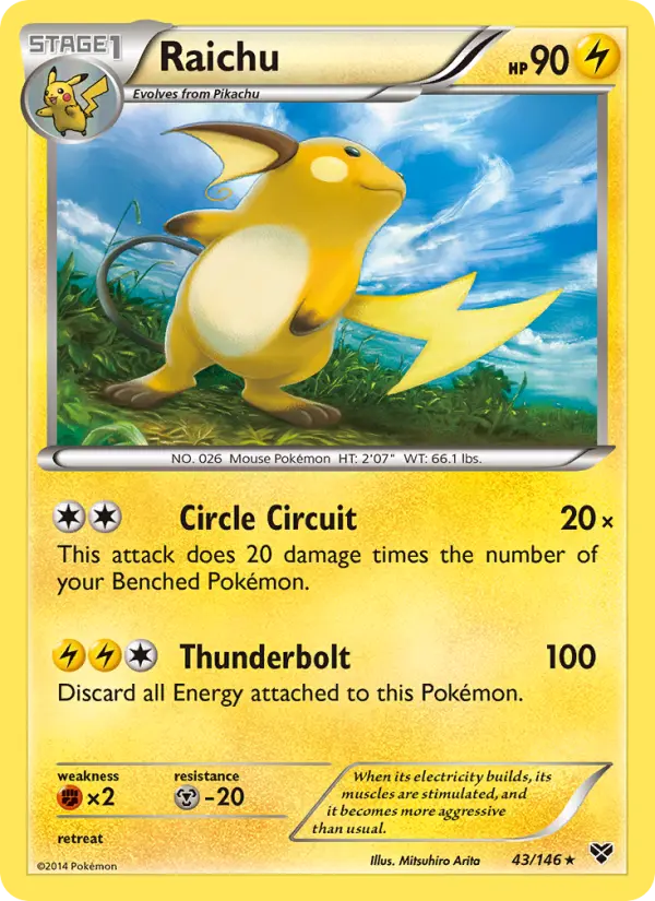 Raichu Rare Pokemon card #43 from XY