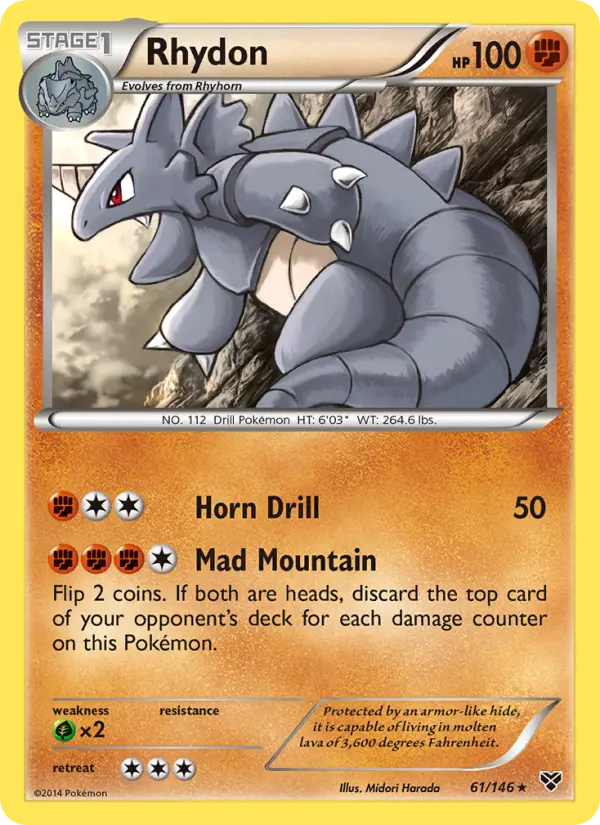 Rhydon Rare Pokemon card #61 from XY