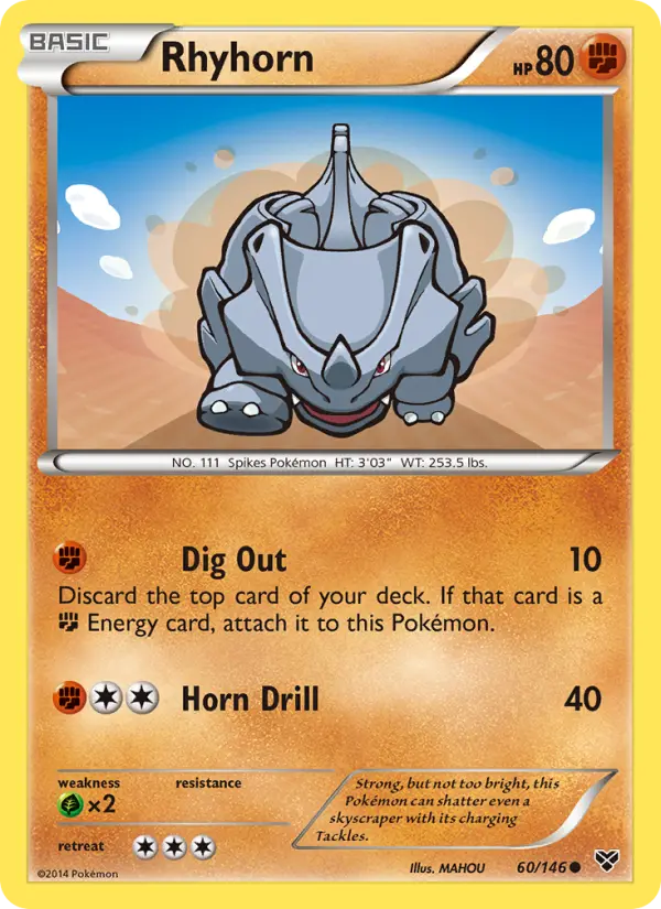 Rhyhorn Common Pokemon card #60 from XY