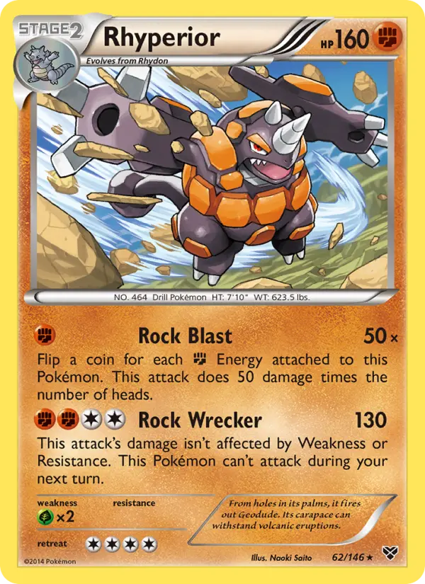 Rhyperior Rare Pokemon card #62 from XY