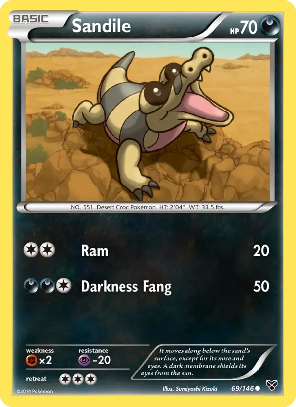 Sandile Common Pokemon card #69 from XY