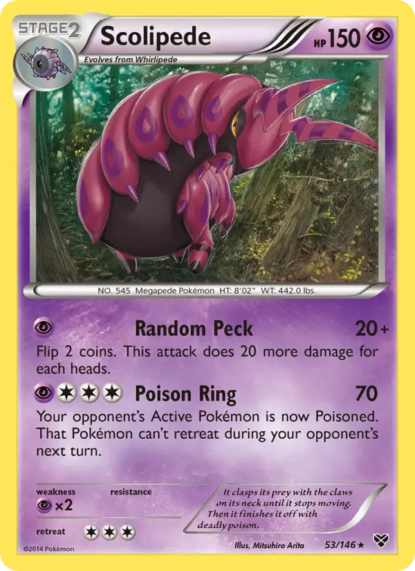Scolipede Rare Pokemon card #53 from XY