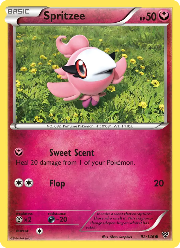 Spritzee Common Pokemon card #92 from XY