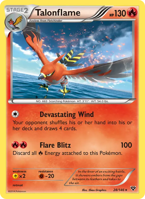 Talonflame Rare Pokemon card #28 from XY