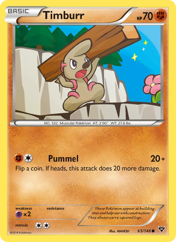 Timburr Common Pokemon card #65 from XY
