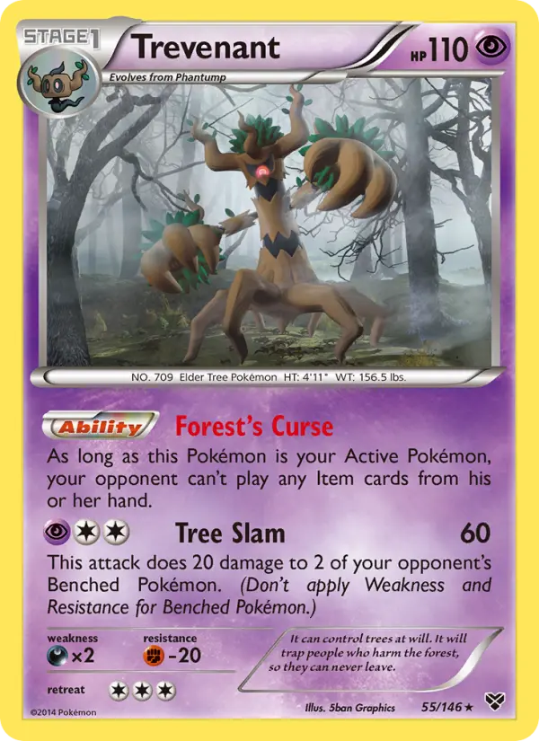 Trevenant Rare Pokemon card #55 from XY
