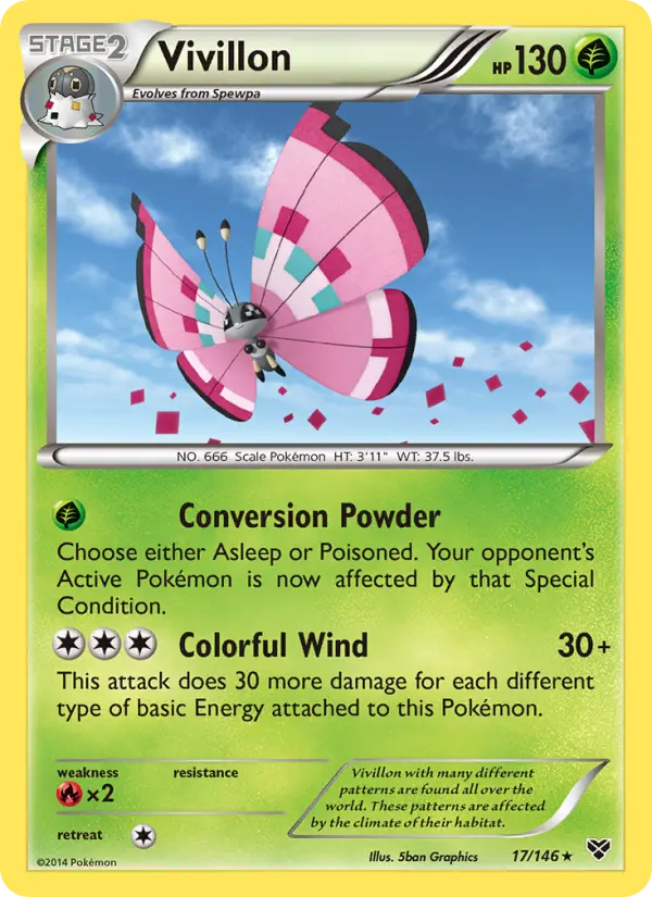 Vivillon Rare Pokemon card #17 from XY