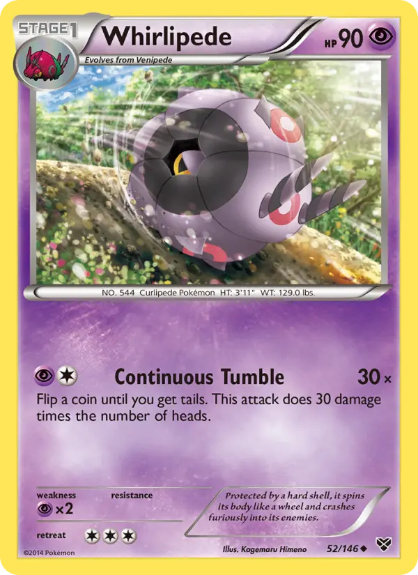 Whirlipede Uncommon Pokemon card #52 from XY
