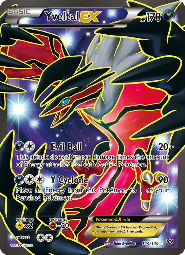 Yveltal EX Ultra Rare Pokemon card #144 from XY