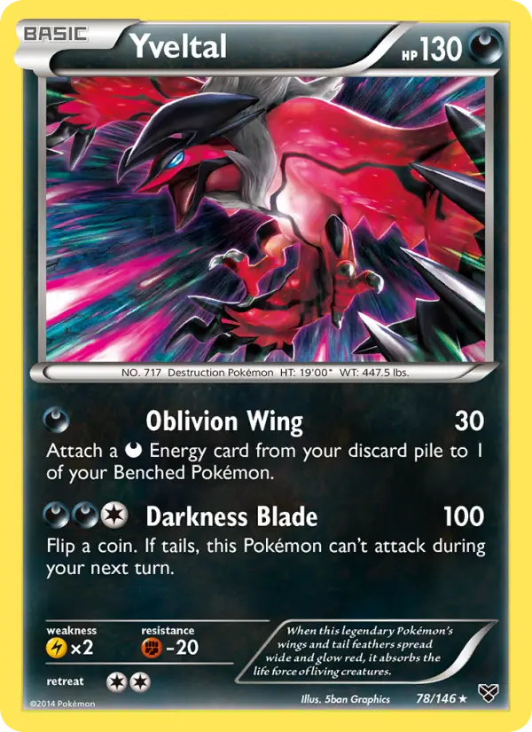 Yveltal Rare Pokemon card #78 from XY