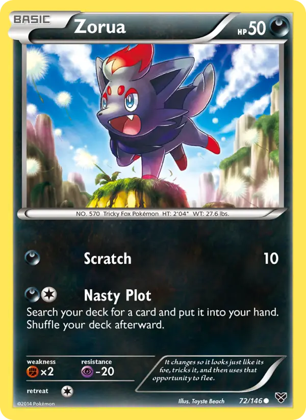 Zorua Common Pokemon card #72 from XY