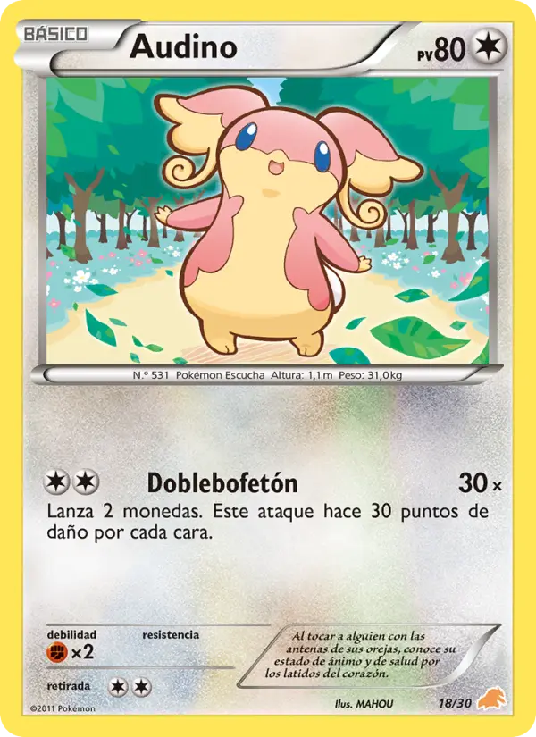 Audino None Pokemon card #18 from BW trainer Kit (Excadrill)