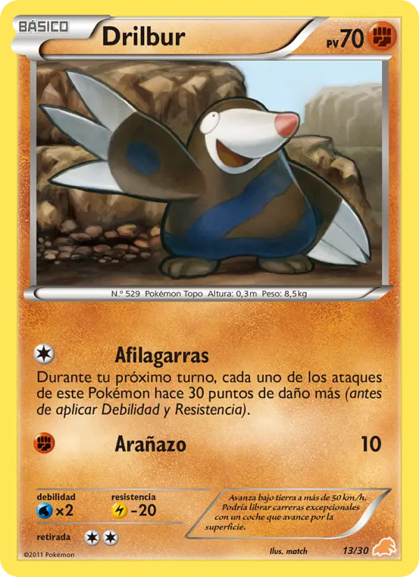 Drilbur None Pokemon card #13 from BW trainer Kit (Excadrill)