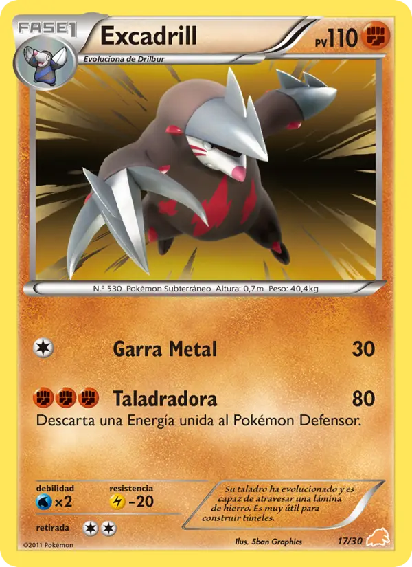 Excadrill None Pokemon card #17 from BW trainer Kit (Excadrill)