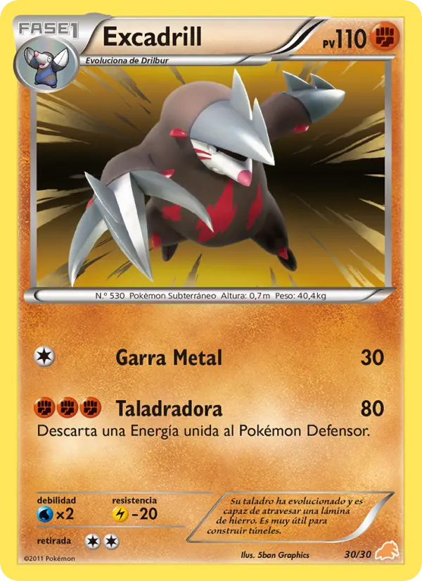 Excadrill None Pokemon card #30 from BW trainer Kit (Excadrill)