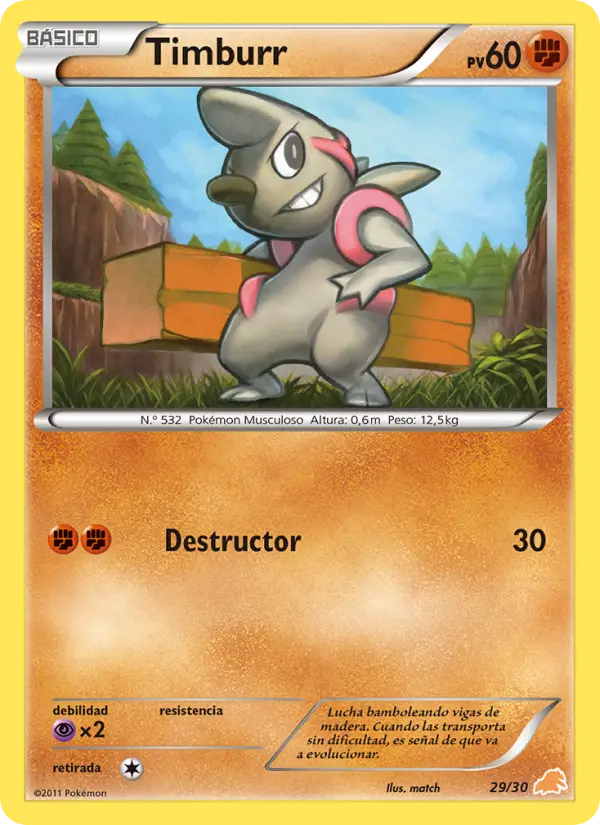 Timburr None Pokemon card #29 from BW trainer Kit (Excadrill)