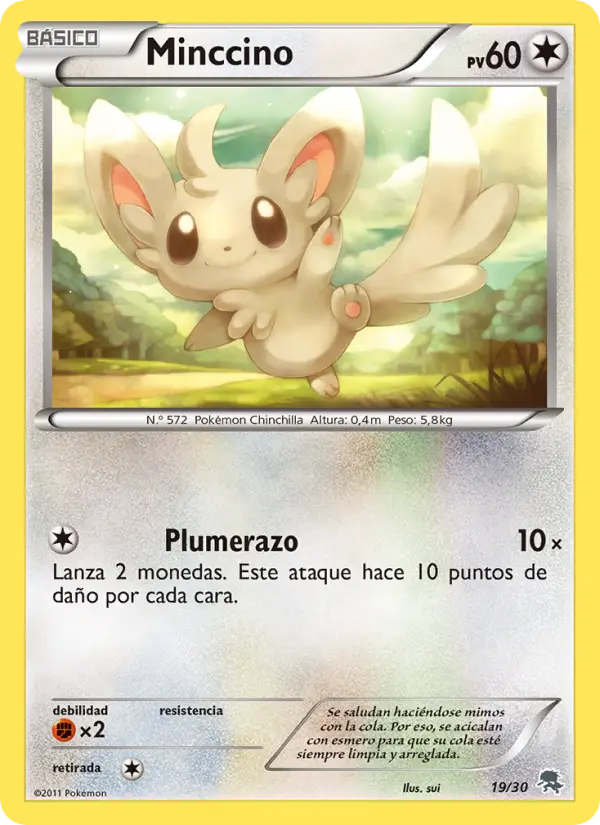 Minccino None Pokemon card #19 from BW trainer Kit (Zoroark)