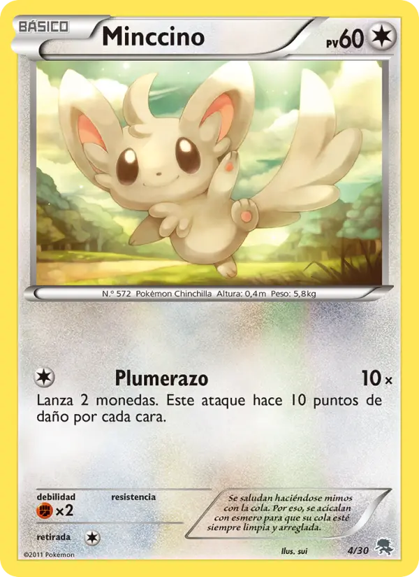 Minccino None Pokemon card #4 from BW trainer Kit (Zoroark)