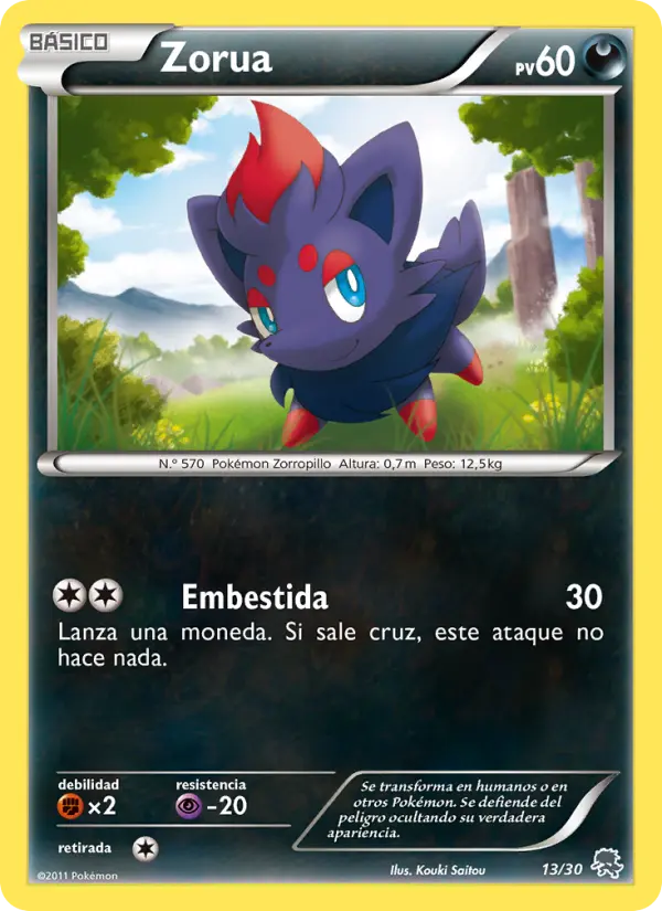 Zorua None Pokemon card #13 from BW trainer Kit (Zoroark)