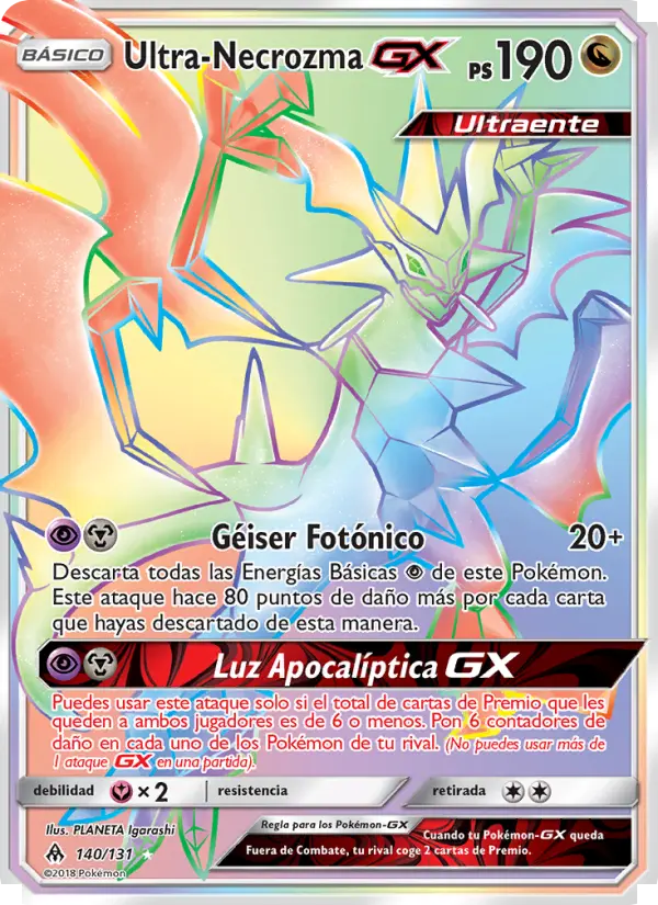 Ultra Necrozma GX Secret Rare Pokemon card #140 from Forbidden Light