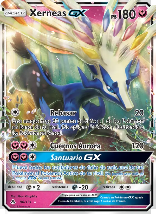 Xerneas GX Ultra Rare Pokemon card #90 from Forbidden Light