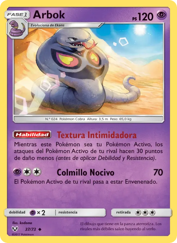 Arbok Uncommon Pokemon card #37 from Shining Legends
