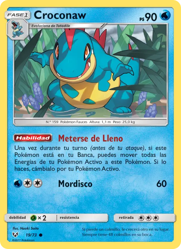 Croconaw Common Pokemon card #19 from Shining Legends