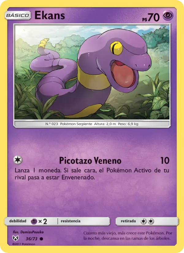 Ekans Common Pokemon card #36 from Shining Legends