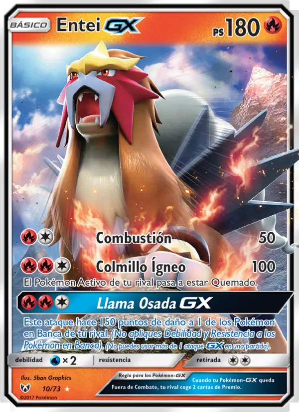 Entei GX Rare Pokemon card #10 from Shining Legends